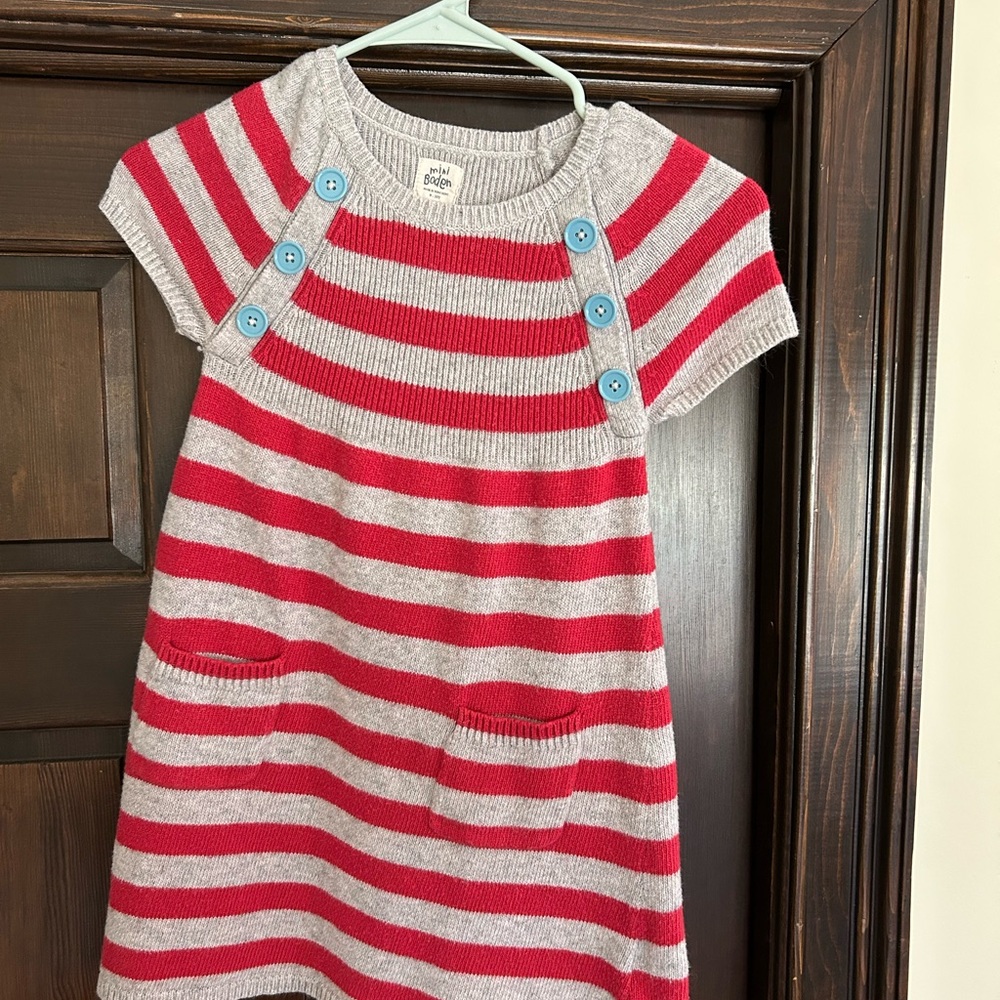 Mini Boden Knit Pink and Gray Kids Dress